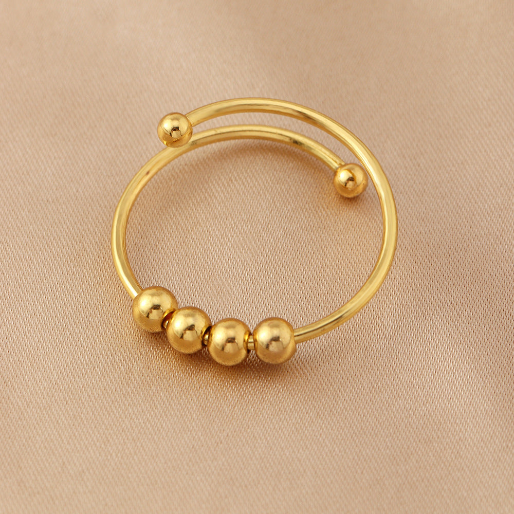 Wholesale New Rainbow Rice Bead Titanium Ring