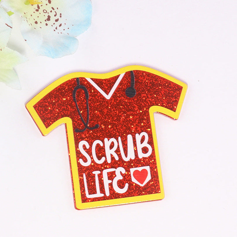 Wholesale 10pcs cartoon nurse clothes letter bag jewelry acrylic pin cute DIY patch accessories