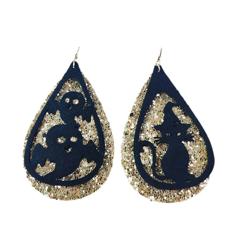 Wholesale 3 Pair/Pack Halloween Pumpkin Ghost Witch Velvet Earrings