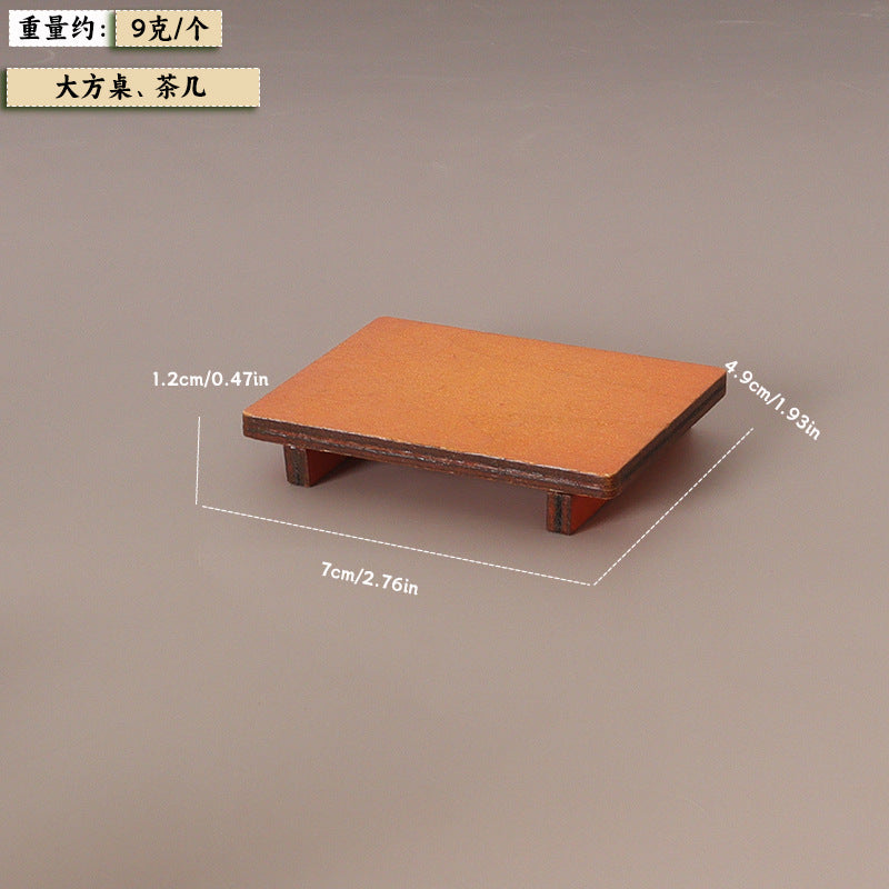 Wholesale Miniature simulation wooden brown round table Doll Accessories
