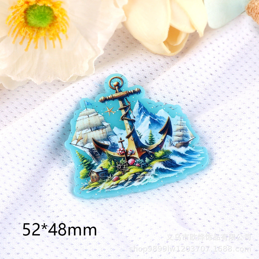 Wholesale  5pcs/pack  Cartoon bow heart ornament Acrylic Flatback