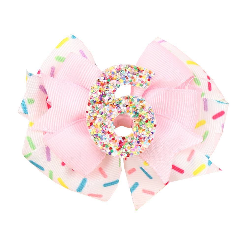 Wholesale 5pcs Birthday Number Gretel Baby Ice Cream Pink Hair Clip