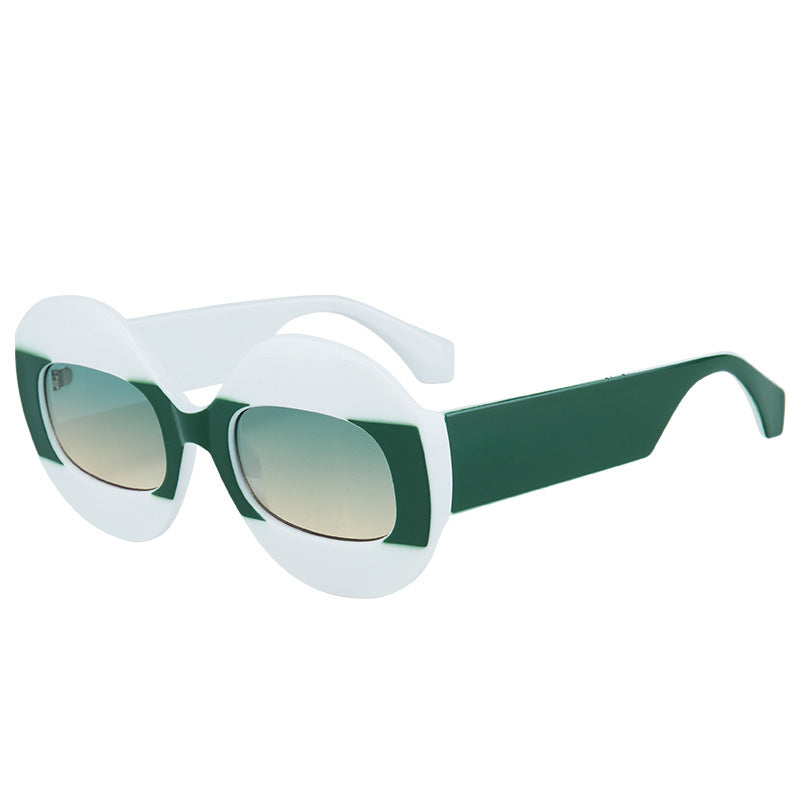 Wholesale Round Frame Color Contrast Hip-hop Unisex Personalized UV Resistant PC Sunglasses