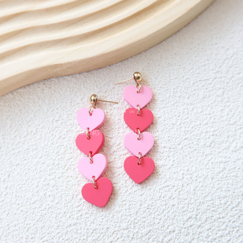 Wholesale Valentine' s Day Peach Heart Acrylic Earrings