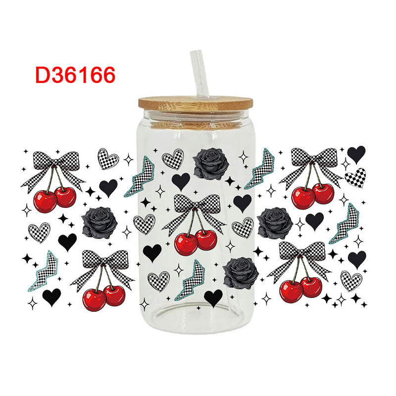 Wholesale UV transfer sticker for glass cups crystal label crystal sticker 16OZ UV DTF WRAPS