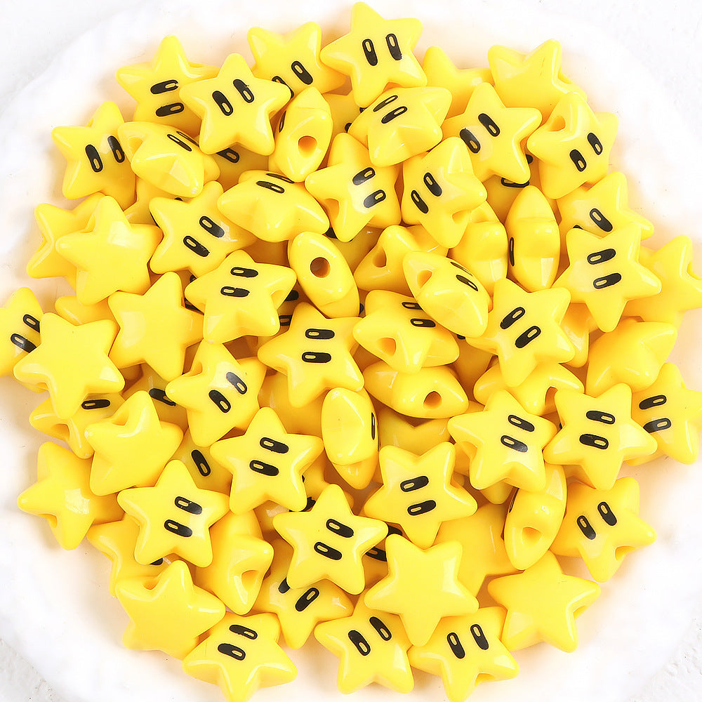 Wholesale 5pcs Handmade DIY Acrylic Beads Cute Bear Apple Five-Pointed Star