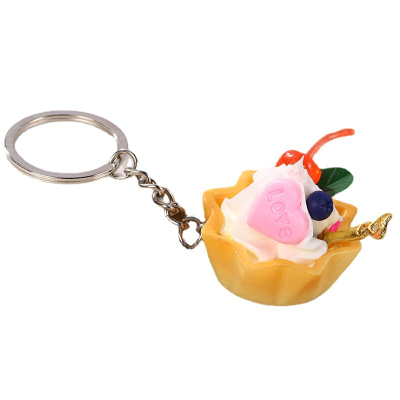 Llavero de pastel de crema de encaje de simulación de PVC al por mayor