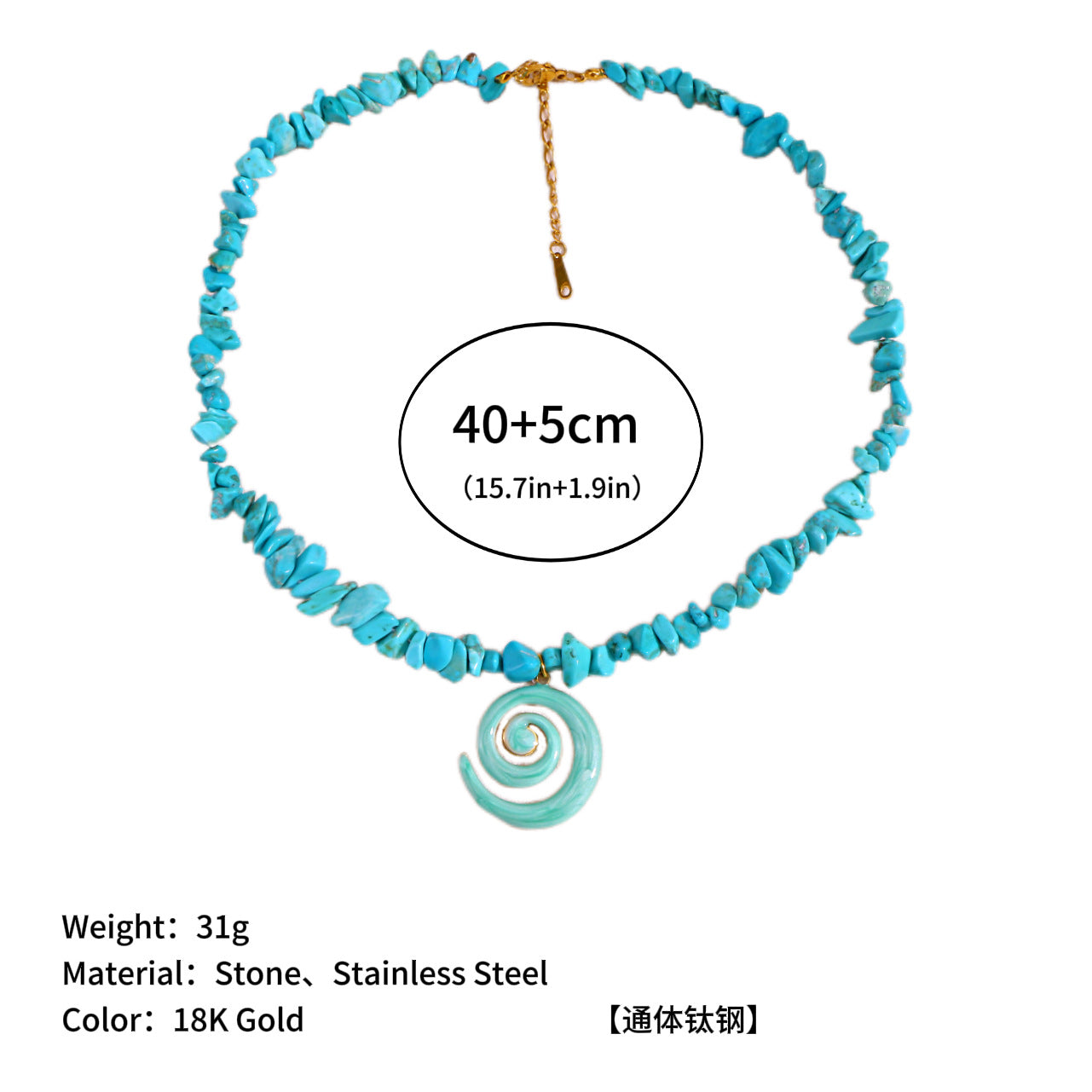 Wholesale Stone Gravel Pillar Necklace Titanium Steel Clavicle Chain