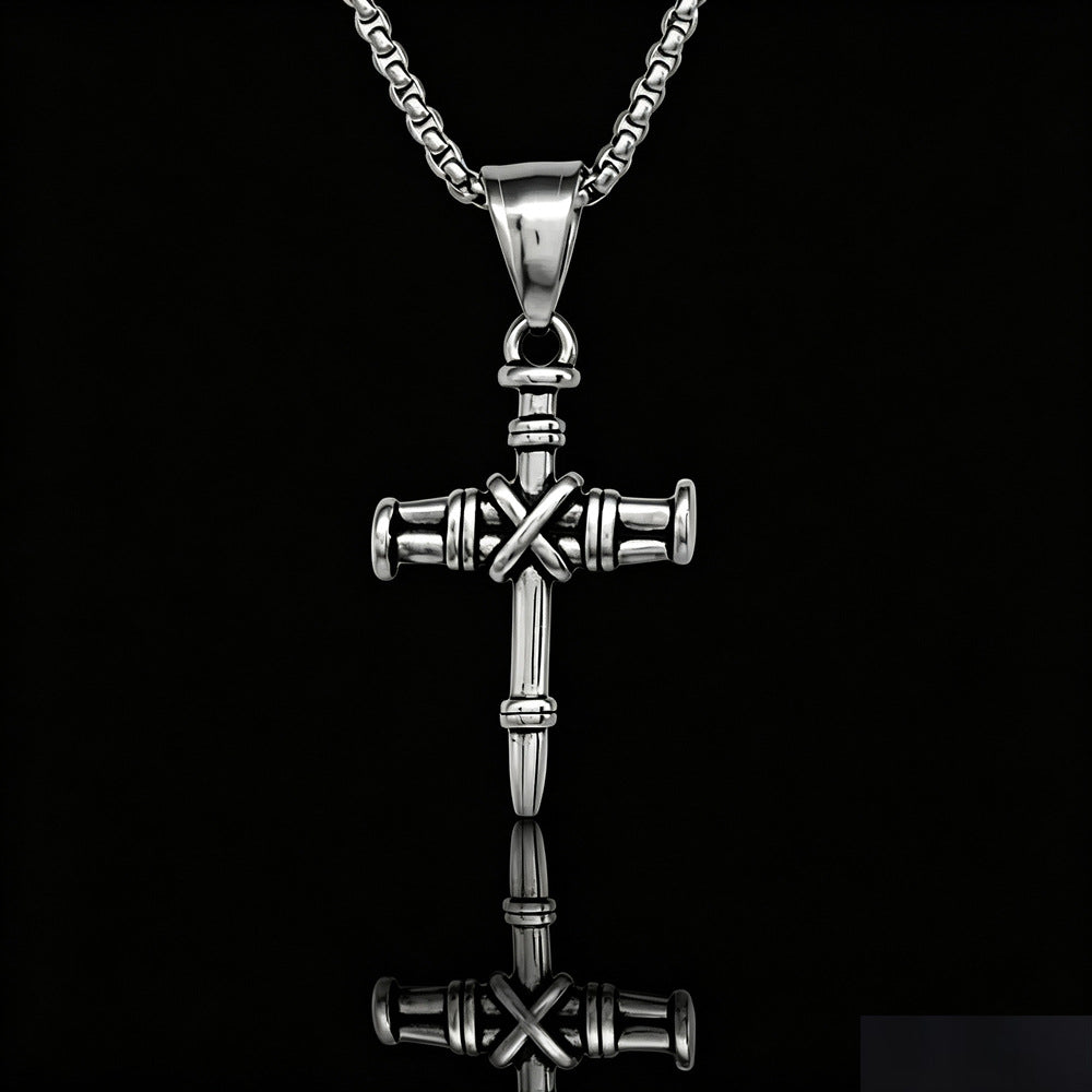 Wholesale Gold Plated Stainless Steel Knotted Nail Pendant Necklace Geometric Hip Hop Style Fashion Jewelry Accessory For Boutique Resale