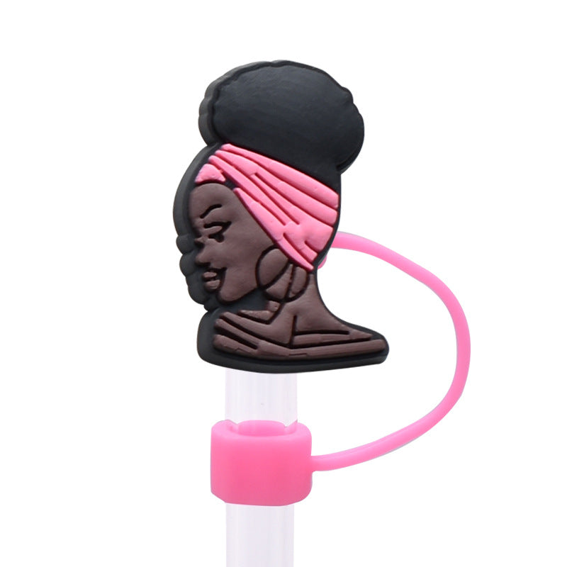 Wholesale Random 100pcs/pack Cute girl dust plug straw hat Straw Tube Cap