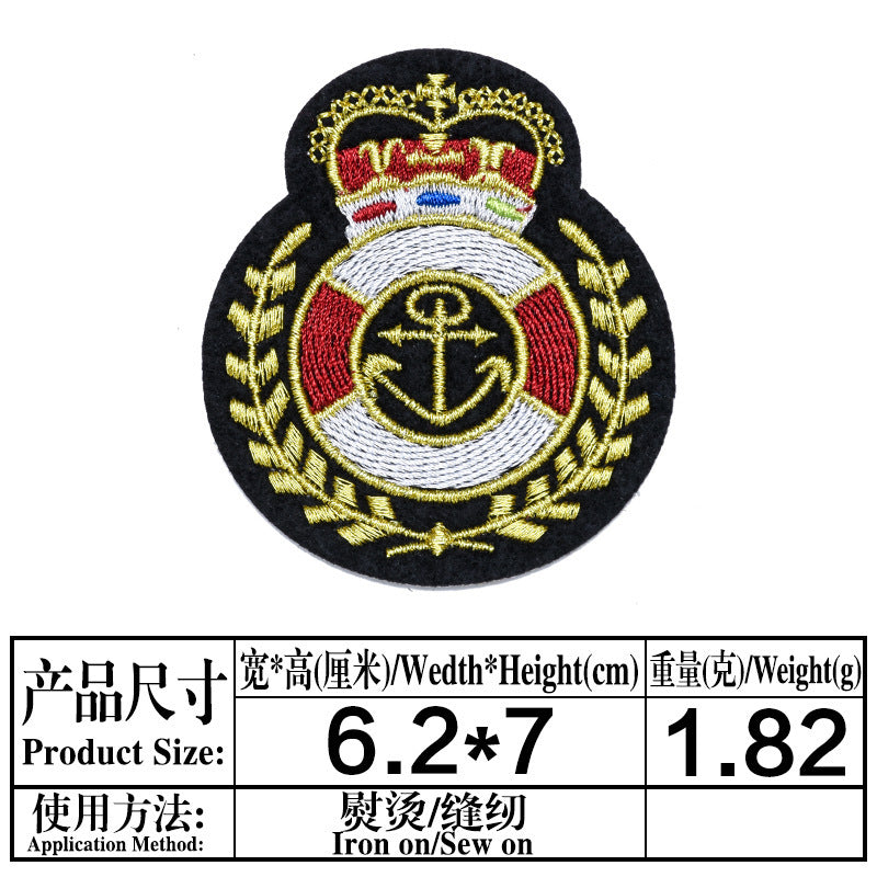 Wholesale Trendy European Embroidered Patch Set 9 Gold Thread Cloth Badges For Casual Outfit Decor