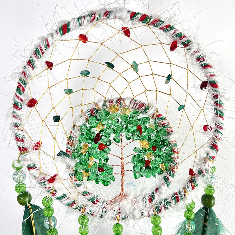 Wholesale Crystal Stone Tree of Life Feather Dream Catcher Pendant