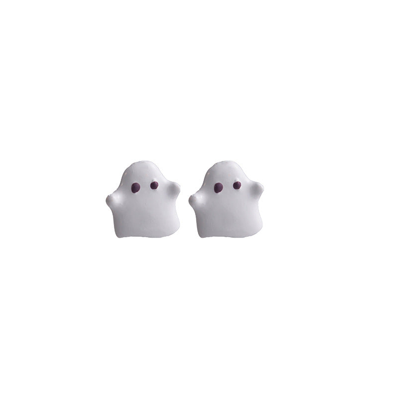 Wholesale Silver Post Cute Villain Stud Earrings Ghost Heart Alloy Earrings