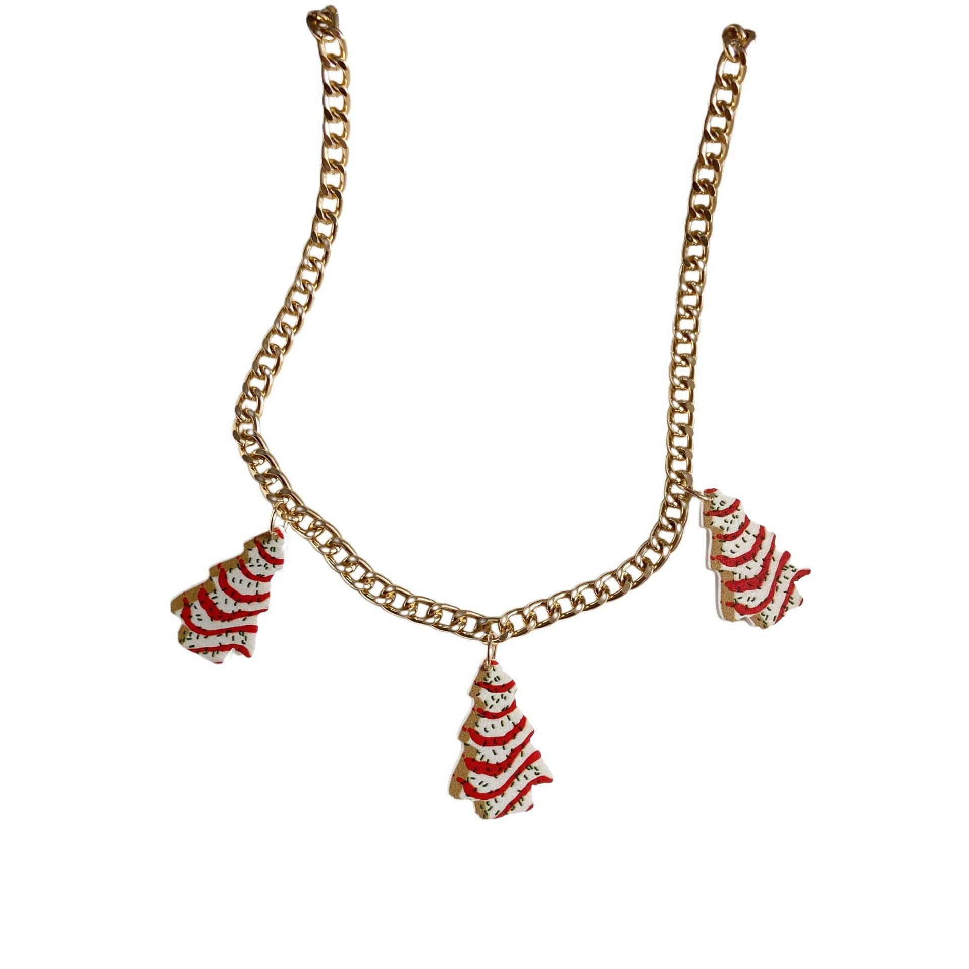 Wholesale Christmas Tree Acrylic Pendant Necklace Fashion Jewelry Accessory Gift