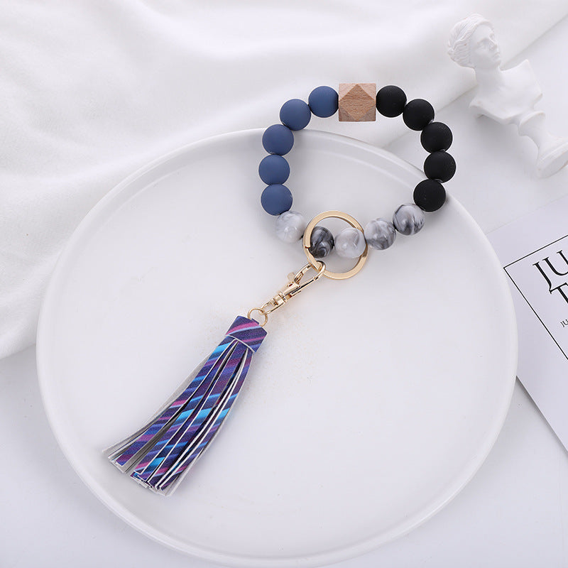 Wholesale Acrylic Beads Wooden Beads PU Tassel Bracelet Keychain