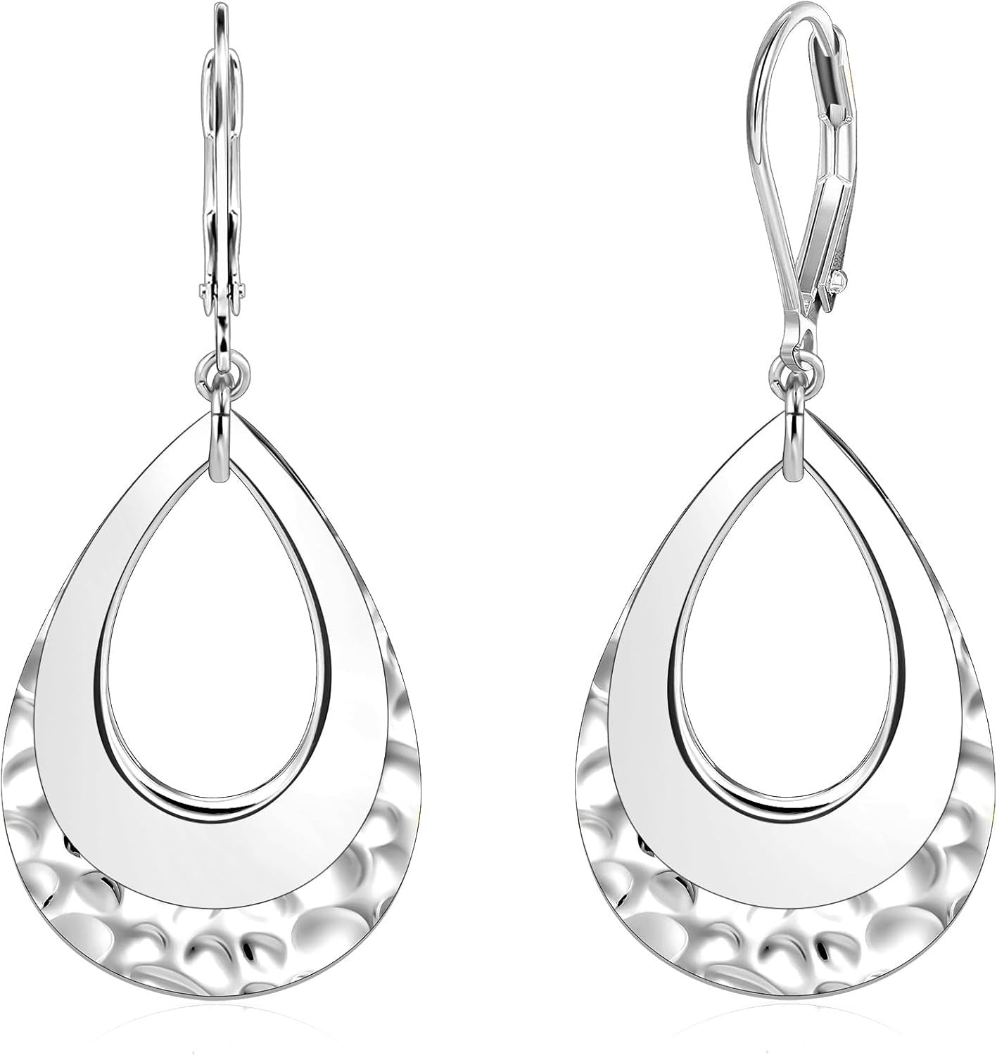 Wholesale Geometric Cut Out Hammer Pattern Drop-Shaped Design  Earrings