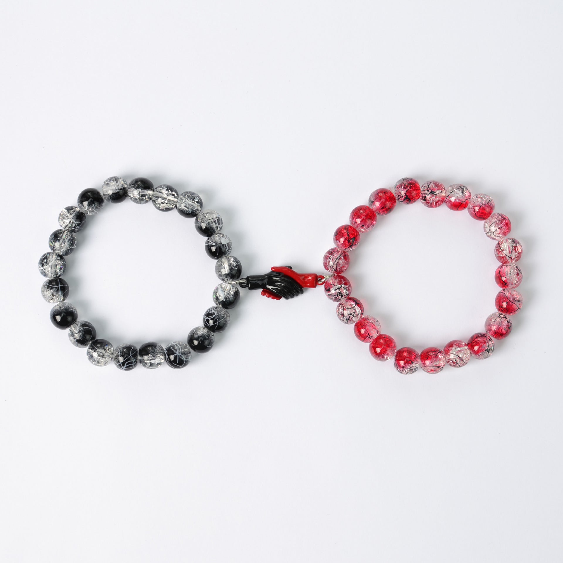 Wholesale 8mm Jade-Like Double-Layer Explosion Glass Straight Hole  Bracelet