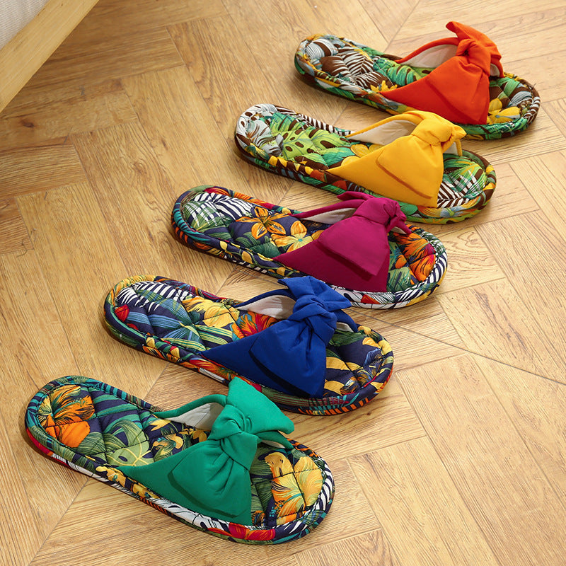 Wholesale Contrast color lightweight noise-proof soft-soled non-slip cloth-soled slippers