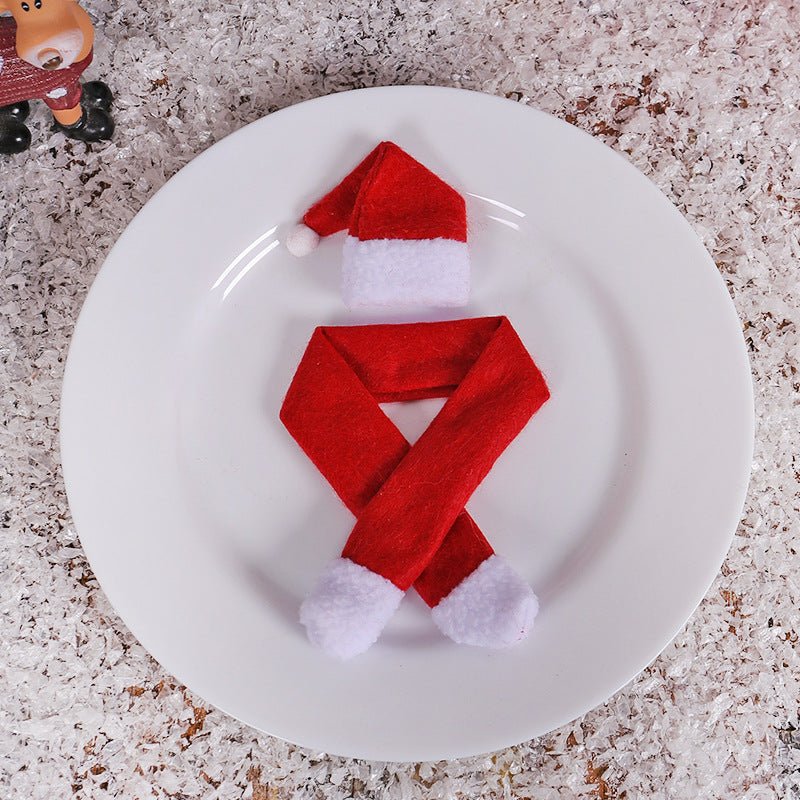 Wholesale Christmas Non-woven Scarf Hat Wine Bottle Decoration