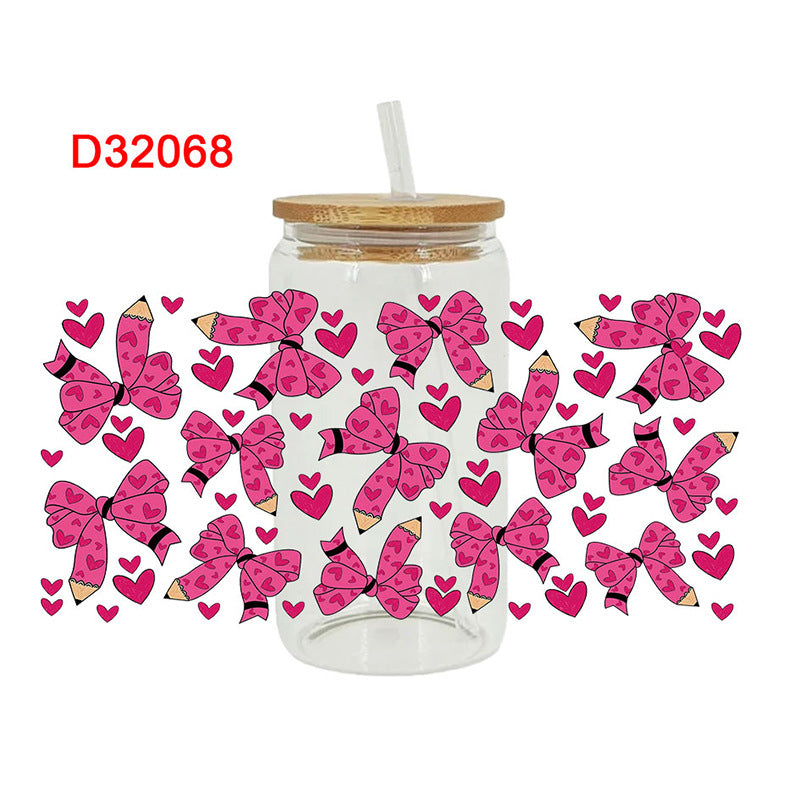 Wholesale  Colorful textbooks stationery and Back to School 16oz Cup UV DTF Wraps