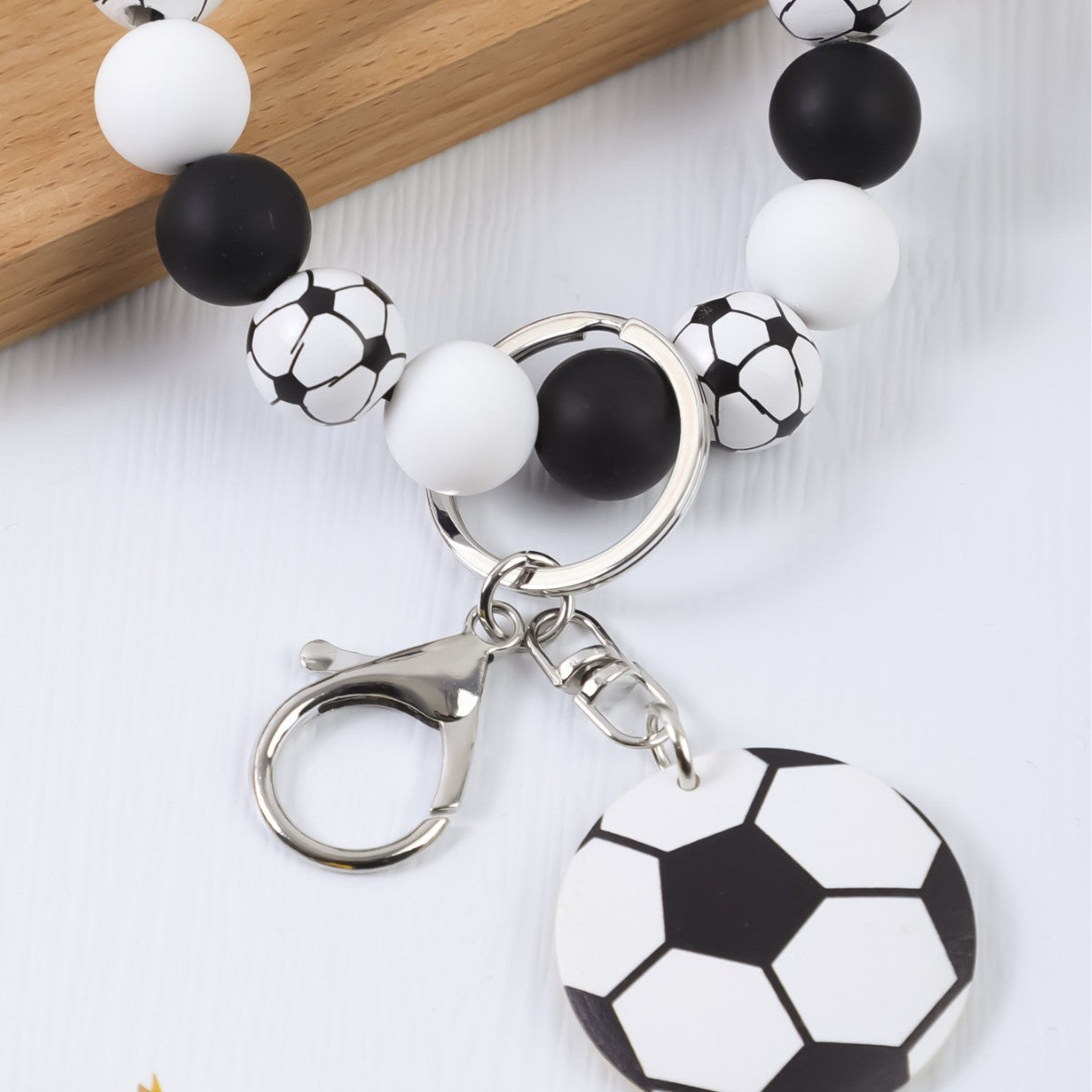 Wholesale Cartoon Sports Beaded Wristlet Keychains Basketball Football Volleyball Pendant
