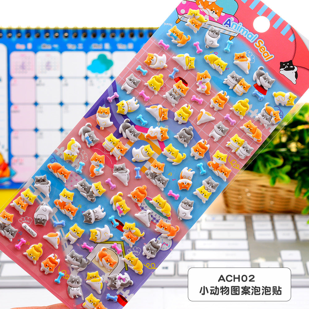 Wholesale Cute cartoon diverse animal foam 3D stickers