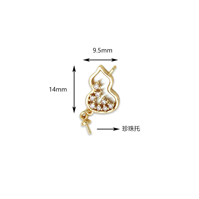 Wholesale Micro Inlaid White Shell Gourd Pearl Holder Copper DIY Jewelry Accessories