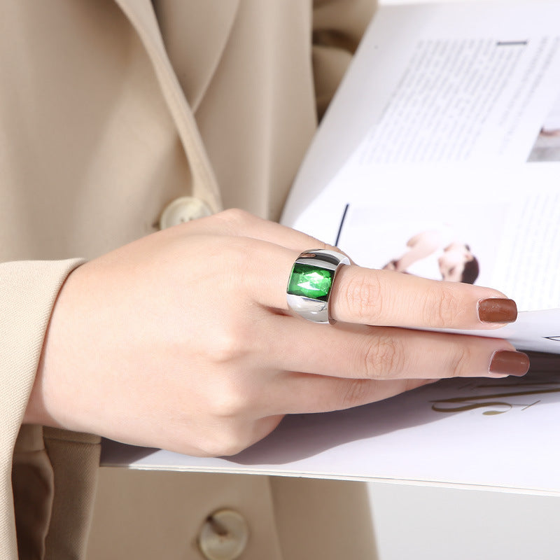 Wholesale Titanium Steel Multi-color Personality Simple Fashion Atmosphere Glass Wide Face Rings