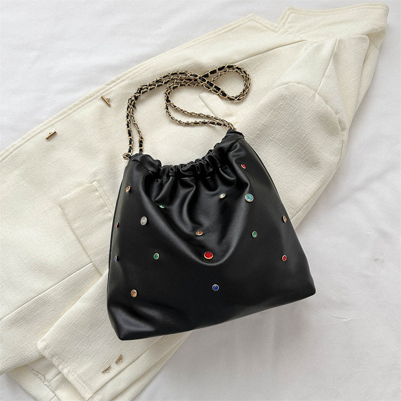 Wholesale 2023 Colorful Diamond Decorative PU Single Shoulder Diagonal Cross Casual Square Bag