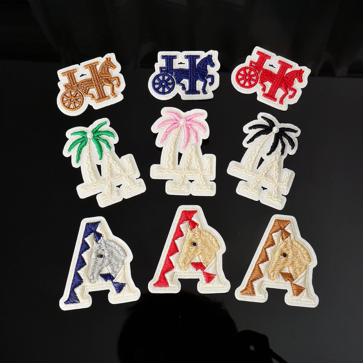 Wholesale Stylish 3D Embroidered Letter A Patch Polyester Adhesive Backing Cartoon nut Tree Design DIY Towel Decorative Craft Supply Boutique Resale