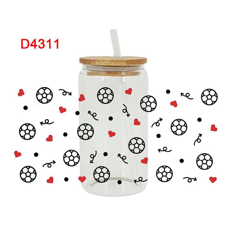 Wholesale UV Transfer Paste Glass Crystal Label 16oz Cup UV DTF Wraps 23cmX11cm