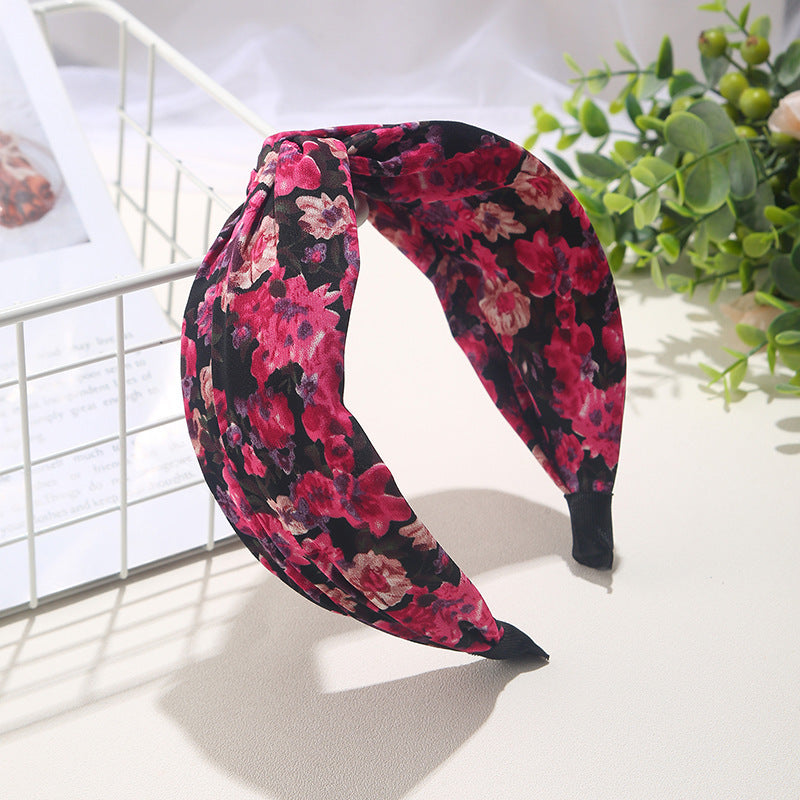 Wholesale  Printed Headband South Korea Dongdaemun Hair Accessories Fabric Floral Headband Hair Card for Women