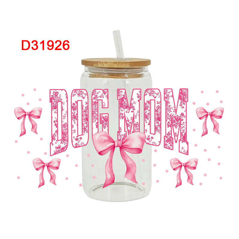 Wholesale Mother's Day Ball Bow  16oz Cup UV DTF Wraps