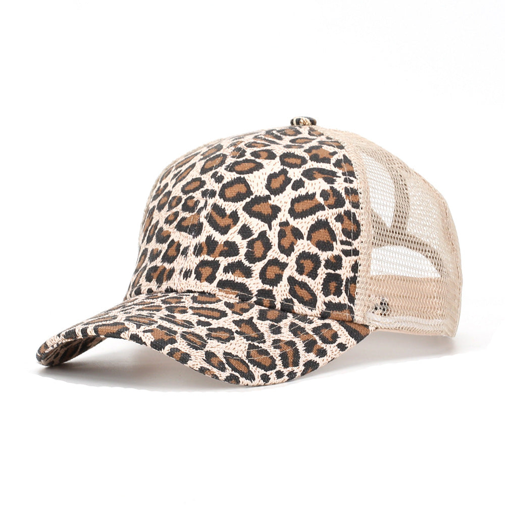 Wholesale Leopard camouflage mesh outdoor fashion sun visor high ponytail baseball cap