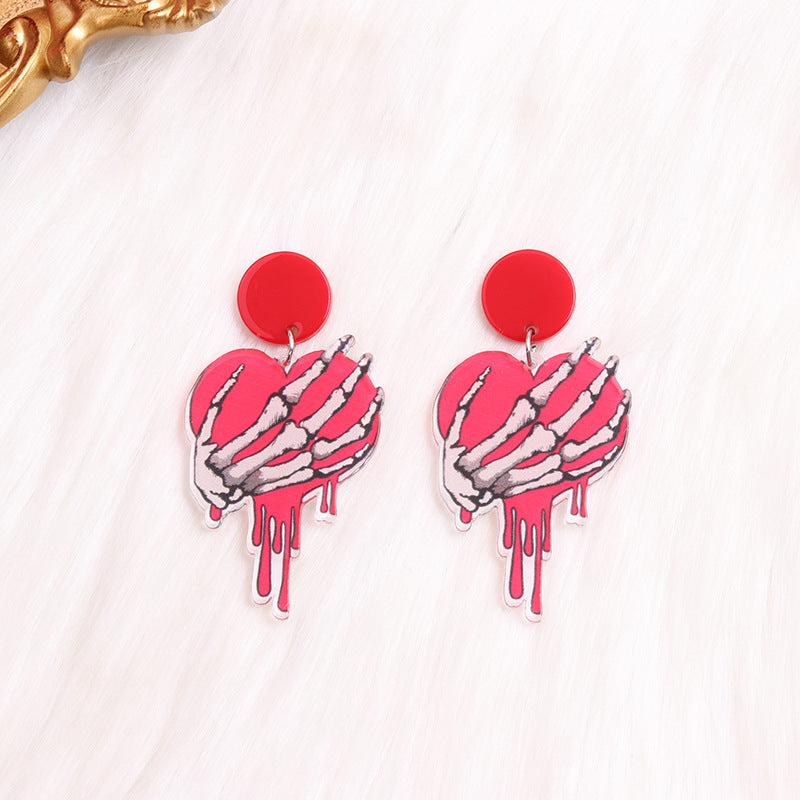Wholesale Valentine's Day Acrylic Love Cat Dwarf Flamingo Earrings