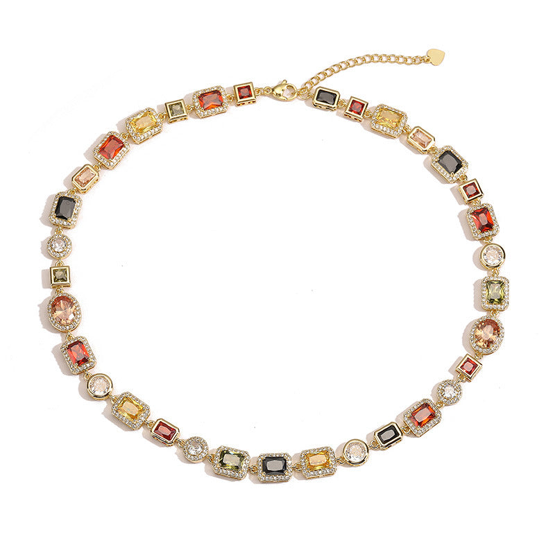 Wholesale Luxury Geometric Colored Diamond Choker Necklace