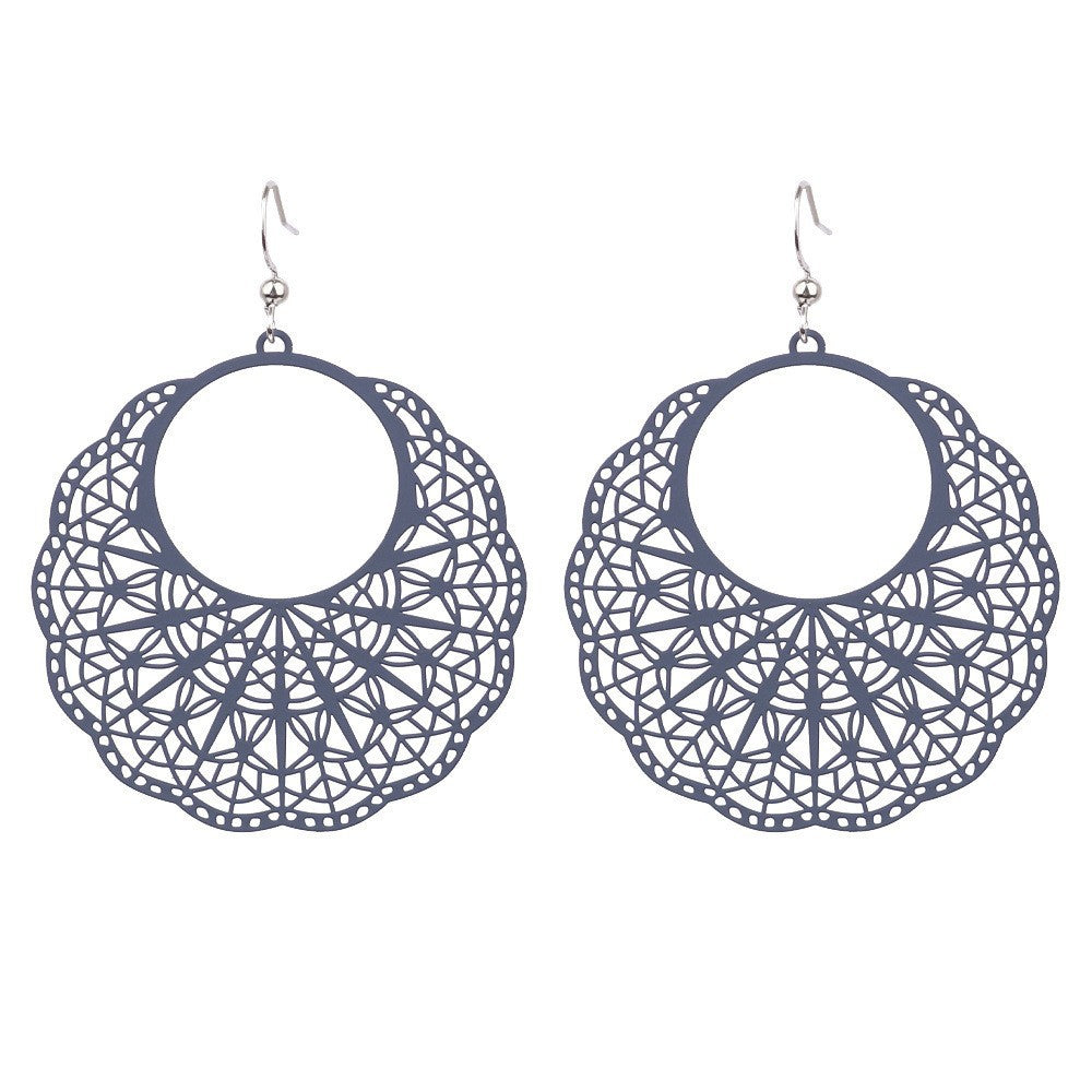 Wholesale Color Spray Paint Carved Copper Earrings