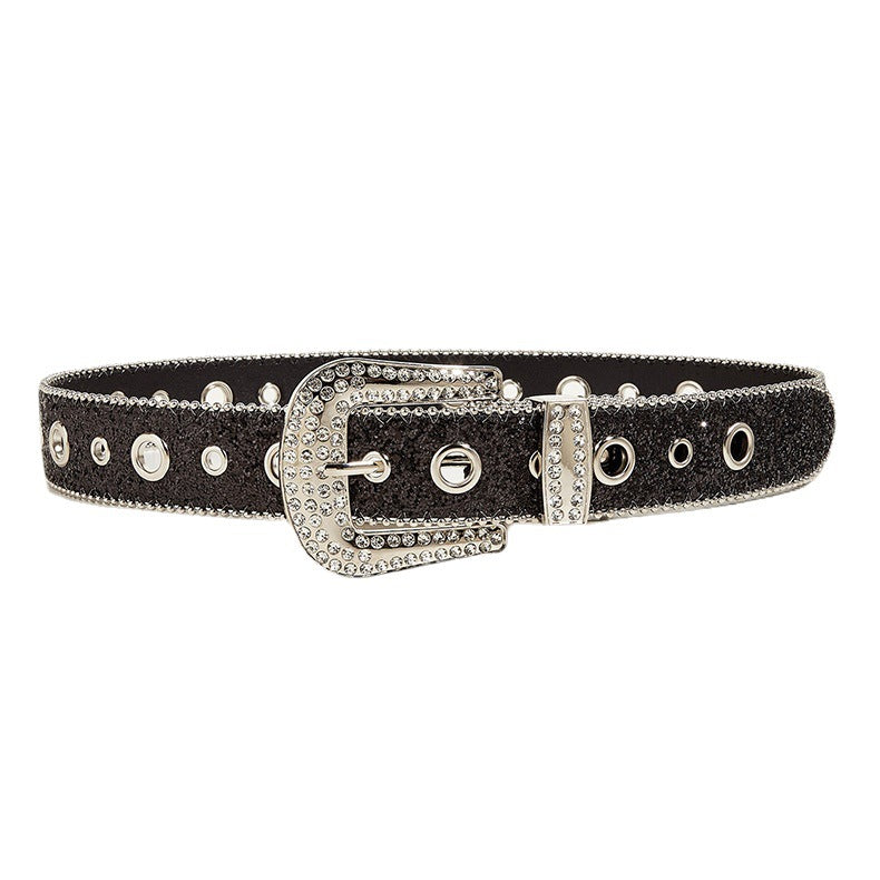 Whoelsale PU Wide Sequin Rhinestone Belt
