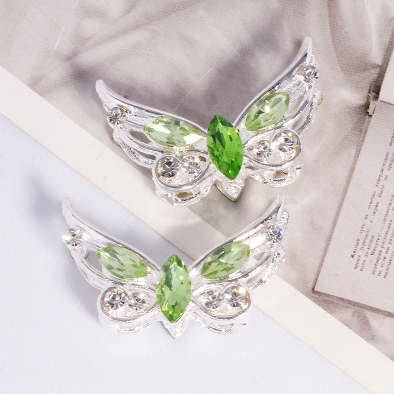 Wholesale 2PCS/Pack Alloy Stereo Small Butterfly DIY Straight Hole Beads Cute Decorative Mobile Phone Chain Key Chain Bag Chain Accessories