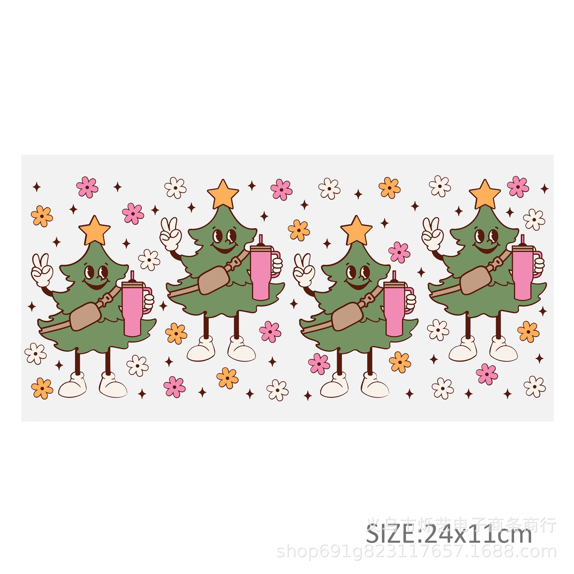 Wholesale  5pcs/pack Snowman Gingerbread Man Christmas Series 16oz Cup UV DTF Wraps