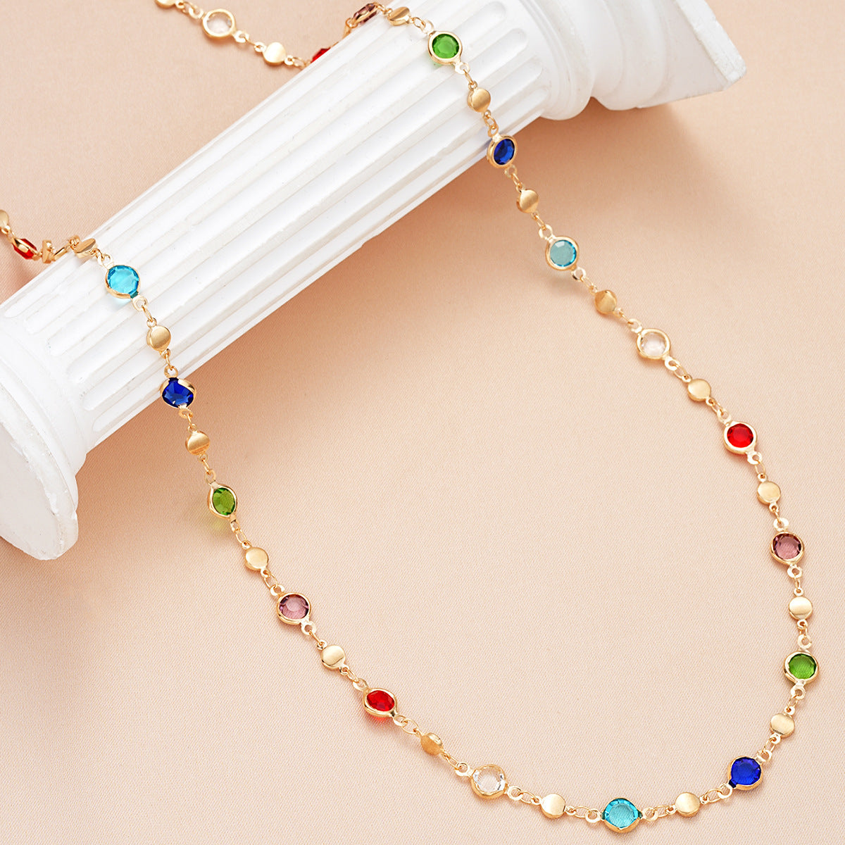 Wholesale Creative colorful rhinestone tassel clavicle necklace
