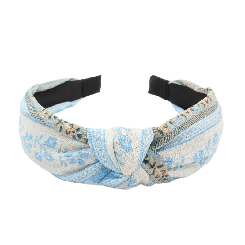 Wholesale Cross Pattern Knot Fabric Wide Edge Headband