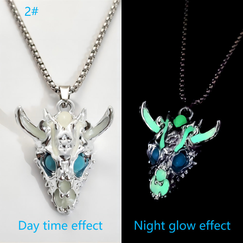 Wholesale Skull Animal Head Luminous Necklace Zinc  Alloy Faucet   Sweater Chain