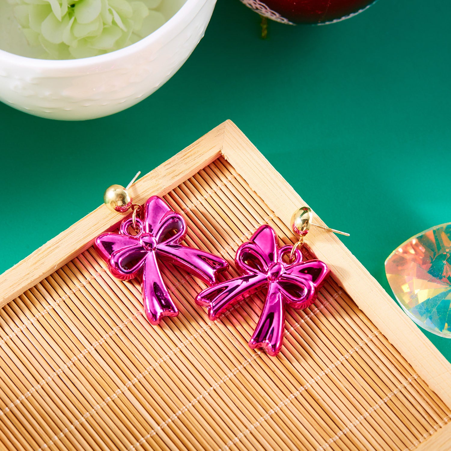 Wholesale Colorful geometric Christmas earrings triangle earrings