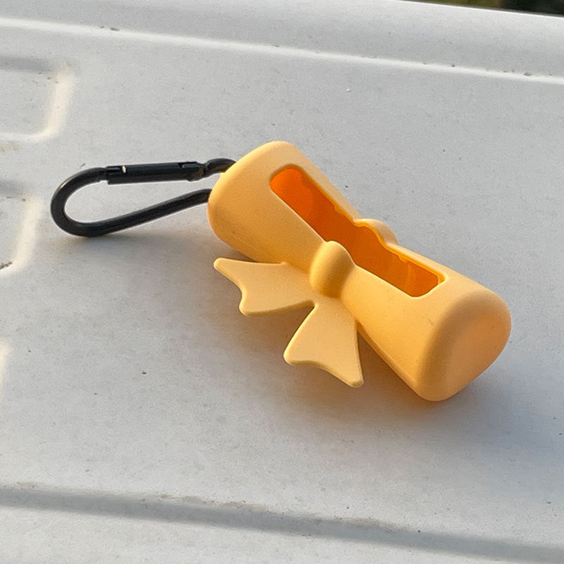 Wholesale Lipstick case silicone protective case bow lipstick bag keychain