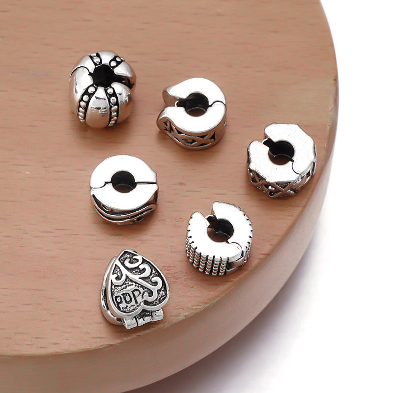 Pulsera de plata de 10 piezas de 10 piezas al por mayor Posicionamiento sin deslizamiento Clip Beads de hebilla