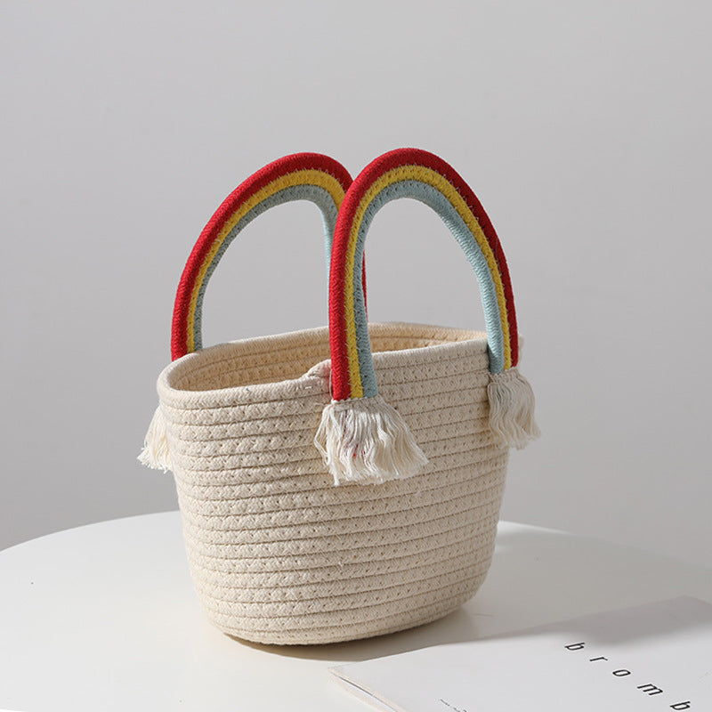 Wholesale of Cute Rainbow Cloud Grass Woven Bags