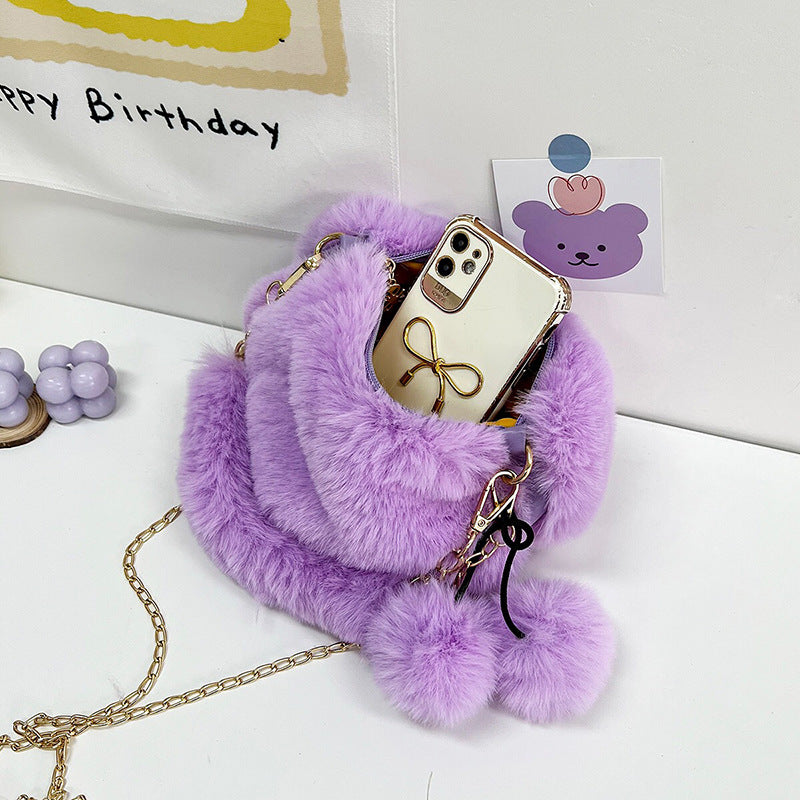 Wholesale Plush Heart Chain Shoulder Messenger Bag