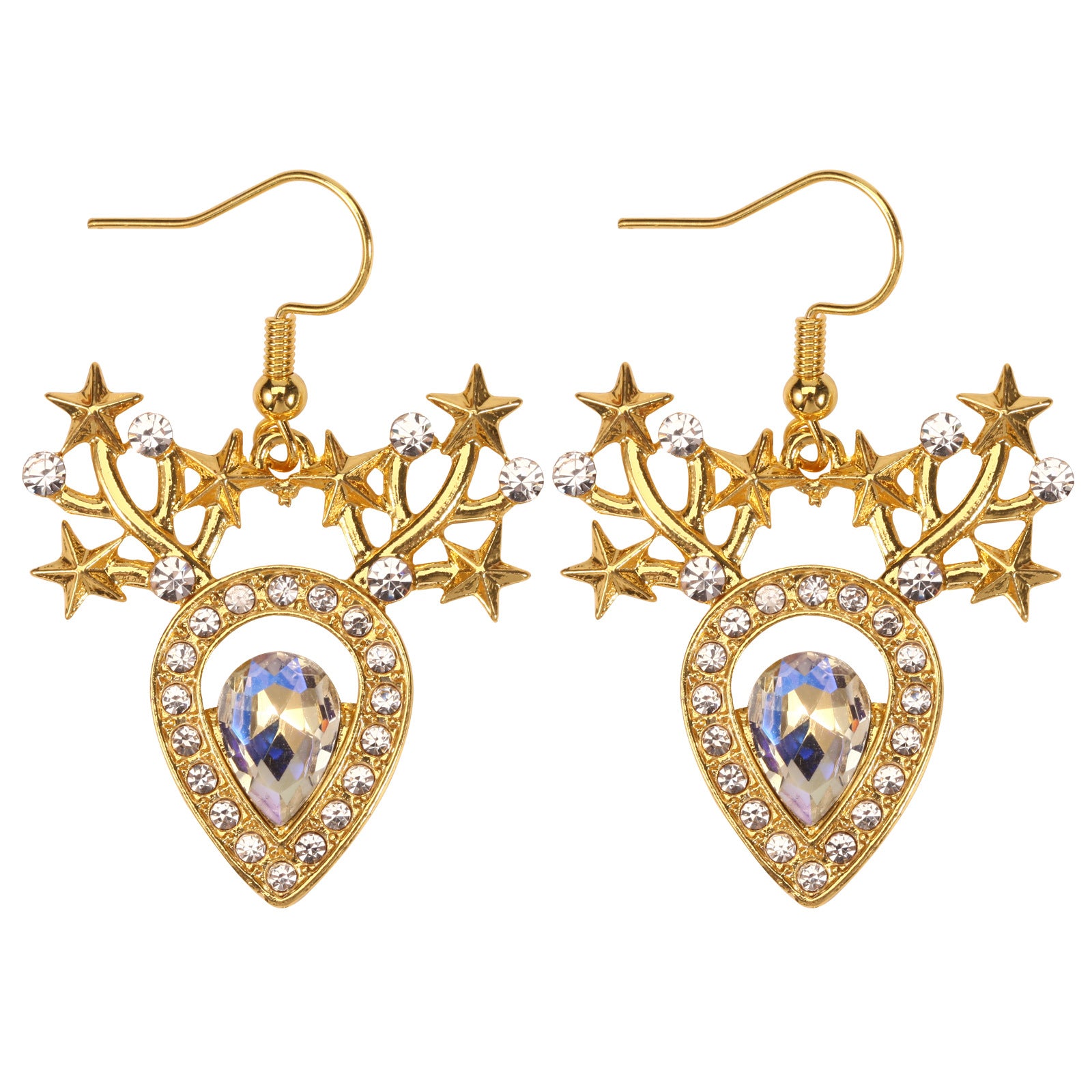 Wholesale Christmas Snowflake Cane Antler Earrings