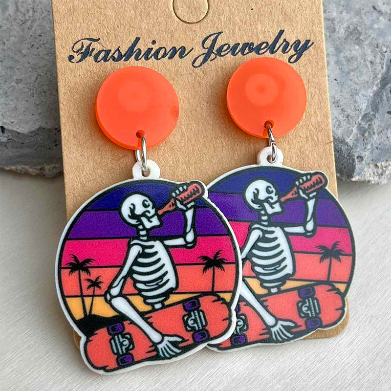 Al por mayor 2 pares/paquete de bebidas de cerveza gafas de sol para el amanecer aretes acrílicos al atardecer